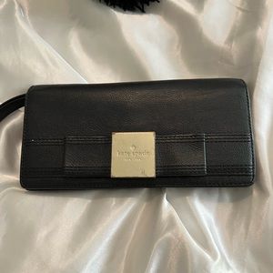 Black and gold kate spade wallet designer wristlet large wallet